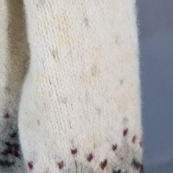 L L Bean sweater mens large White Gray Brown Wool Silk Crew Neck Winter FLAWED - Picture 6 of 15